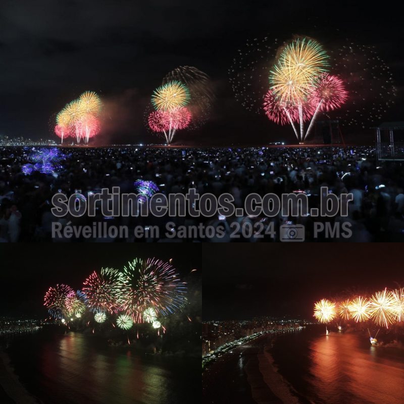 Santos Réveillon 2024 : mais de 1 milhão de pessoas celebram com show de rock e fogos de artifícios