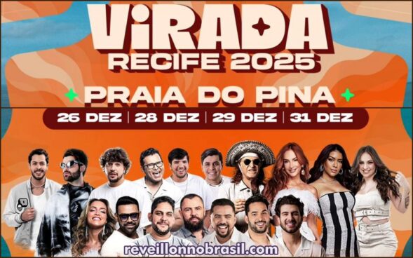Recife Réveillon 2025 na praia do Pina : programação de shows na virada de ano